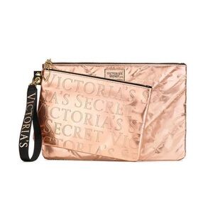 Victoria secret puffy cosmetic bag pouch set of two